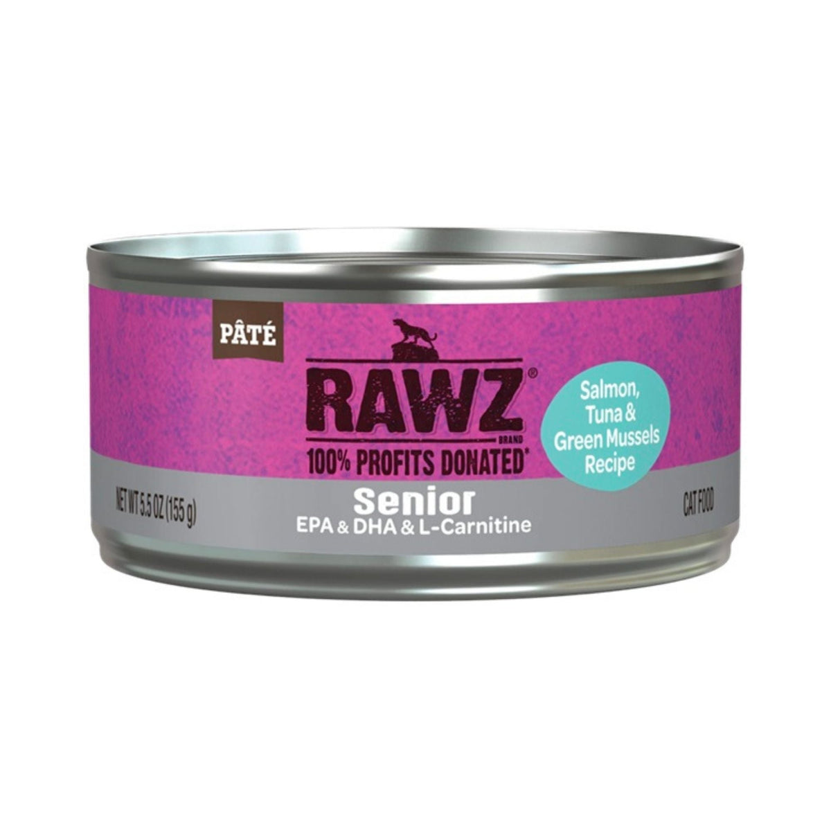 Rawz Senior Cat Salmon Tuna Green Mussels Pate 5.5oz. (Case of 24)