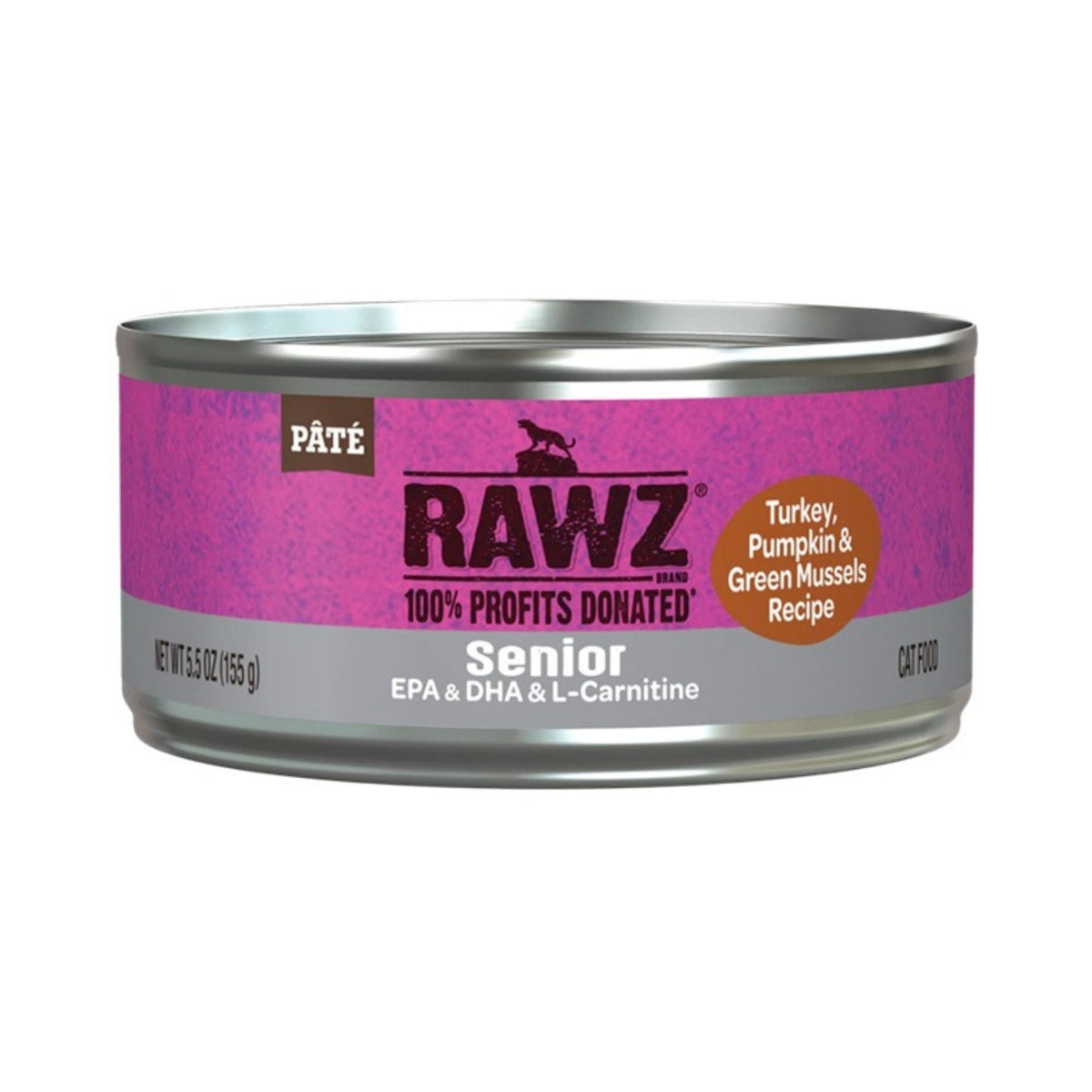 Rawz Senior Cat Turkey Pumpkin Green Mussels Pate 5.5oz. (Case of 24)