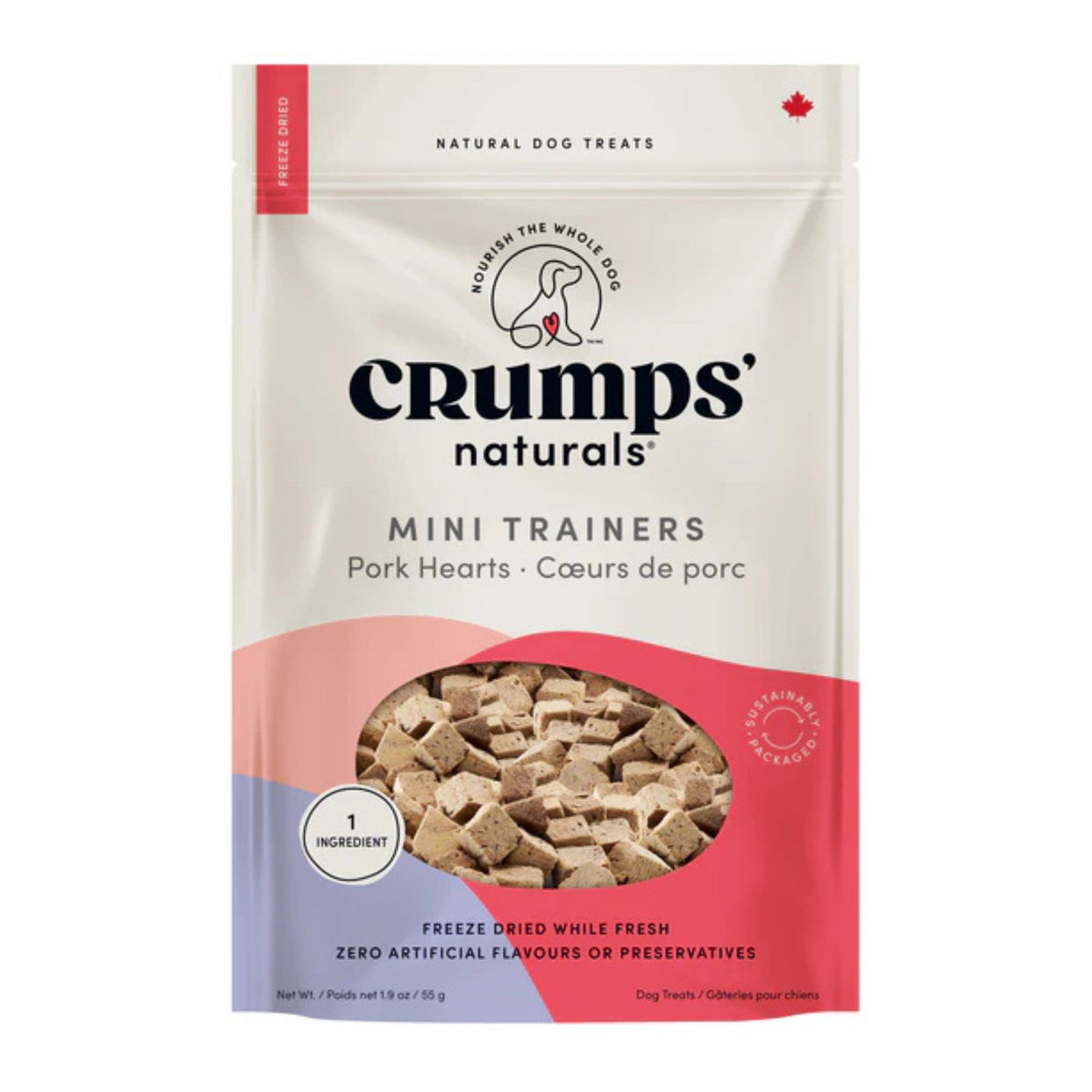 Crumps Dog 1.9oz. Mini Trainers Freeze-dried Pork Hearts