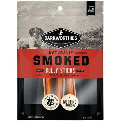 Barkworthies Smoked Bully Sticks Dog Treat Medium 5-6in/3ct
