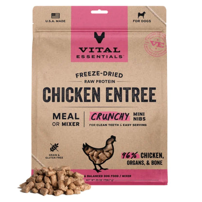 Vital Essentials Dog Freeze-Dried Raw Grain Free Chicken Entree Mini Nibs 25oz.