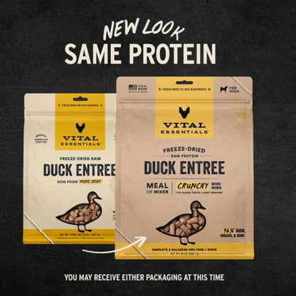Vital Essentials Dog Freeze-Dried Raw Grain Free Duck Entree Mini Nibs 25oz.