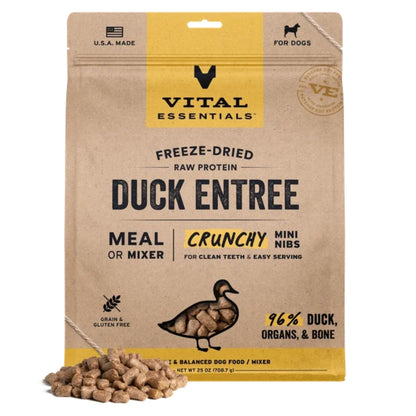Vital Essentials Dog Freeze-Dried Raw Grain Free Duck Entree Mini Nibs 25oz.