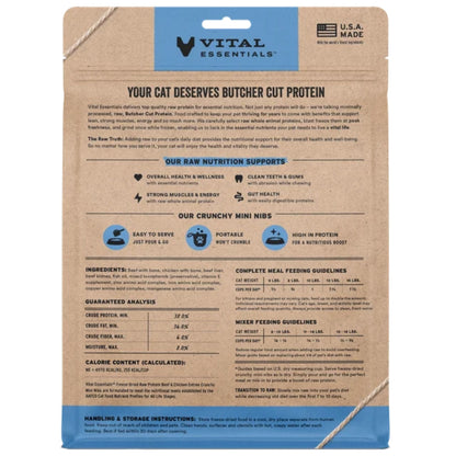 Vital Essentials Cat Freeze-Dried Raw Grain Free Beef & Chicken Entree Mini Nibs 8oz.