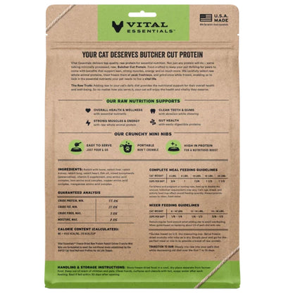 Vital Essentials Cat Freeze-Dried Raw Grain Free Rabbit Entree Mini Nibs 12oz.
