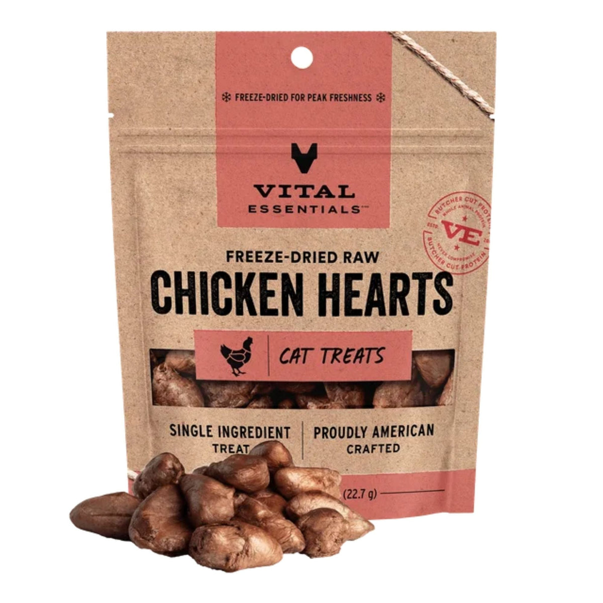 Vital Essentials Cat Freeze-Dried Treat Chicken Hearts 0.8oz.