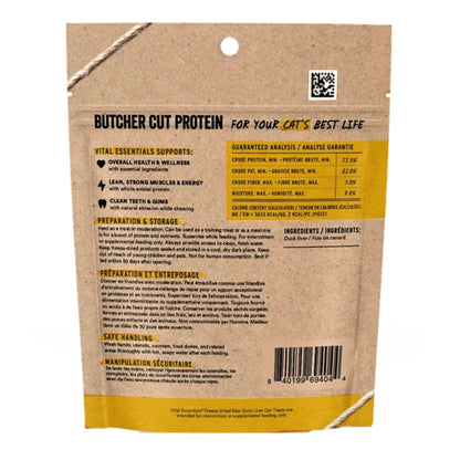 Vital Essentials Cat Freeze-Dried Grain Free Duck Liver Treats 0.9oz.