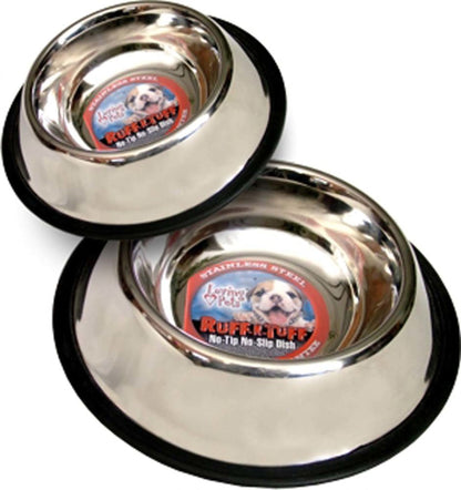 Loving Pets Traditional No-Tip Stainless Steel Dog Bowl Silver 32 Ounces