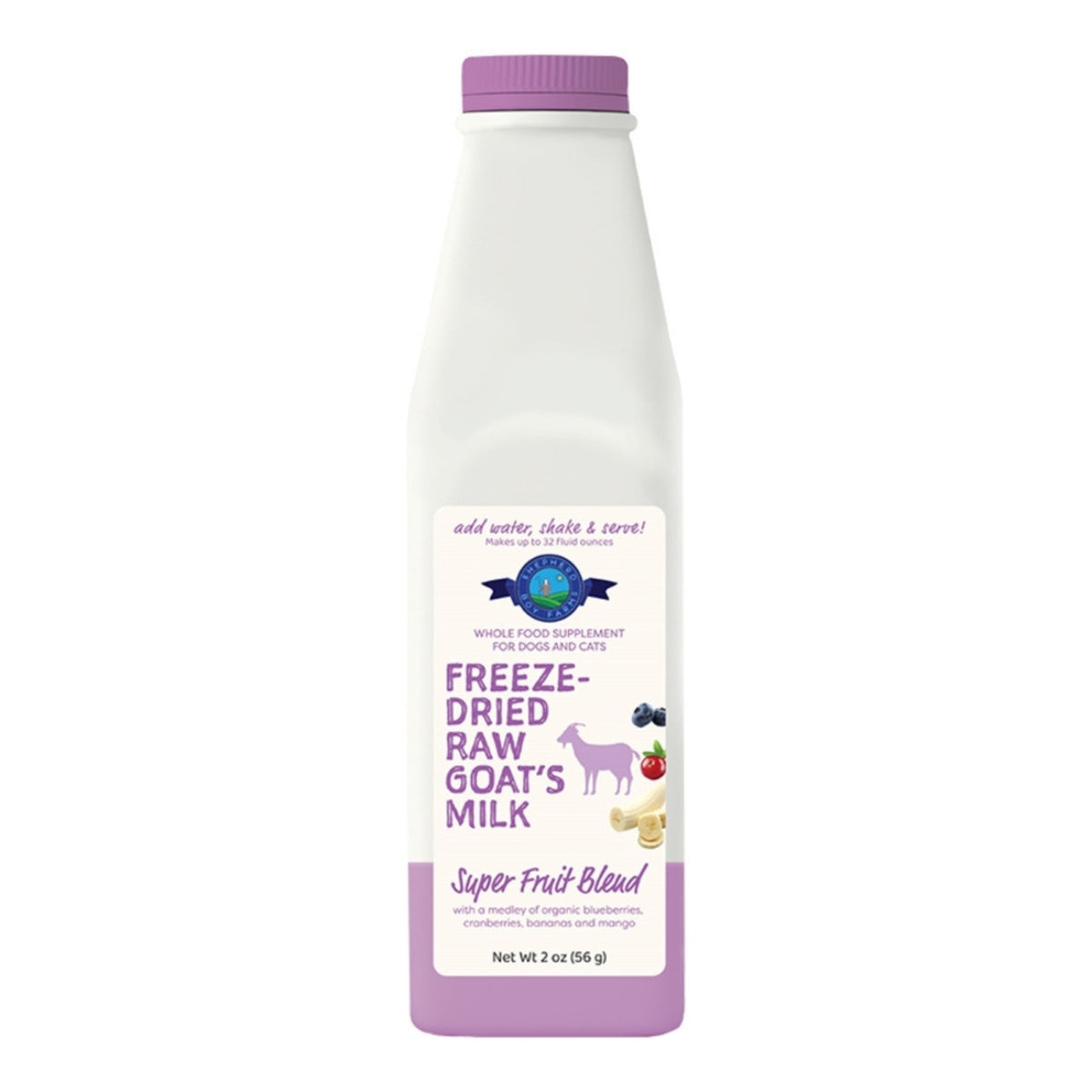 Shepherd Boy Farms Dog & Cat Freeze-Dried Raw Goat Milk Super Fruit 32oz.