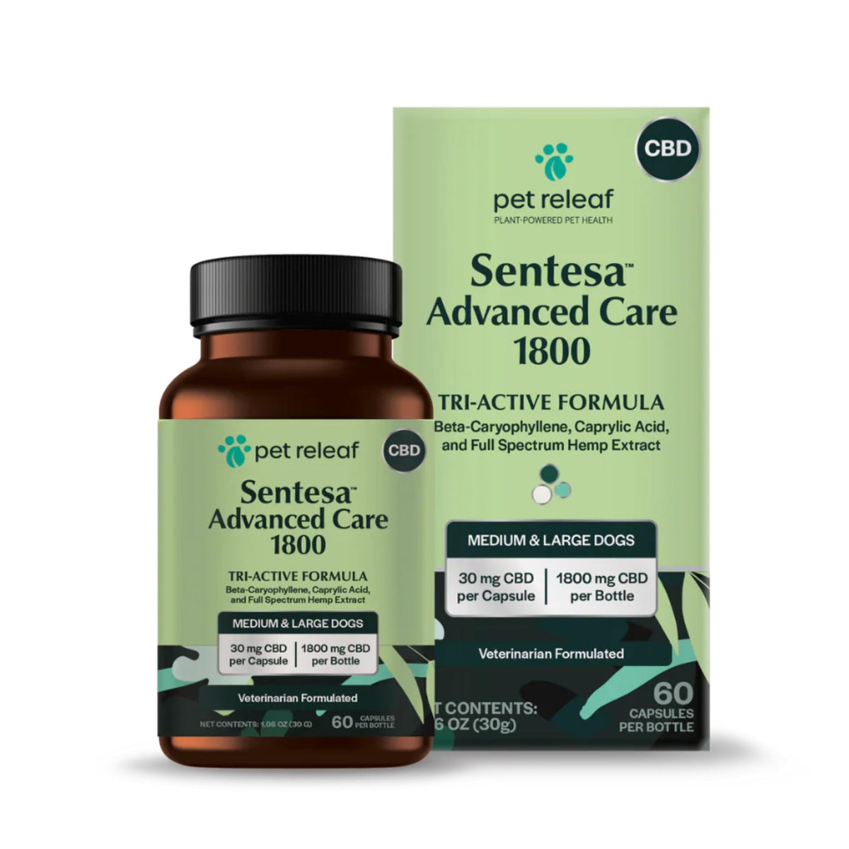 Pet Relief Sentesa Advanced Care 1800  Hemp Medium/Large Dog Tri-Active 30Mg