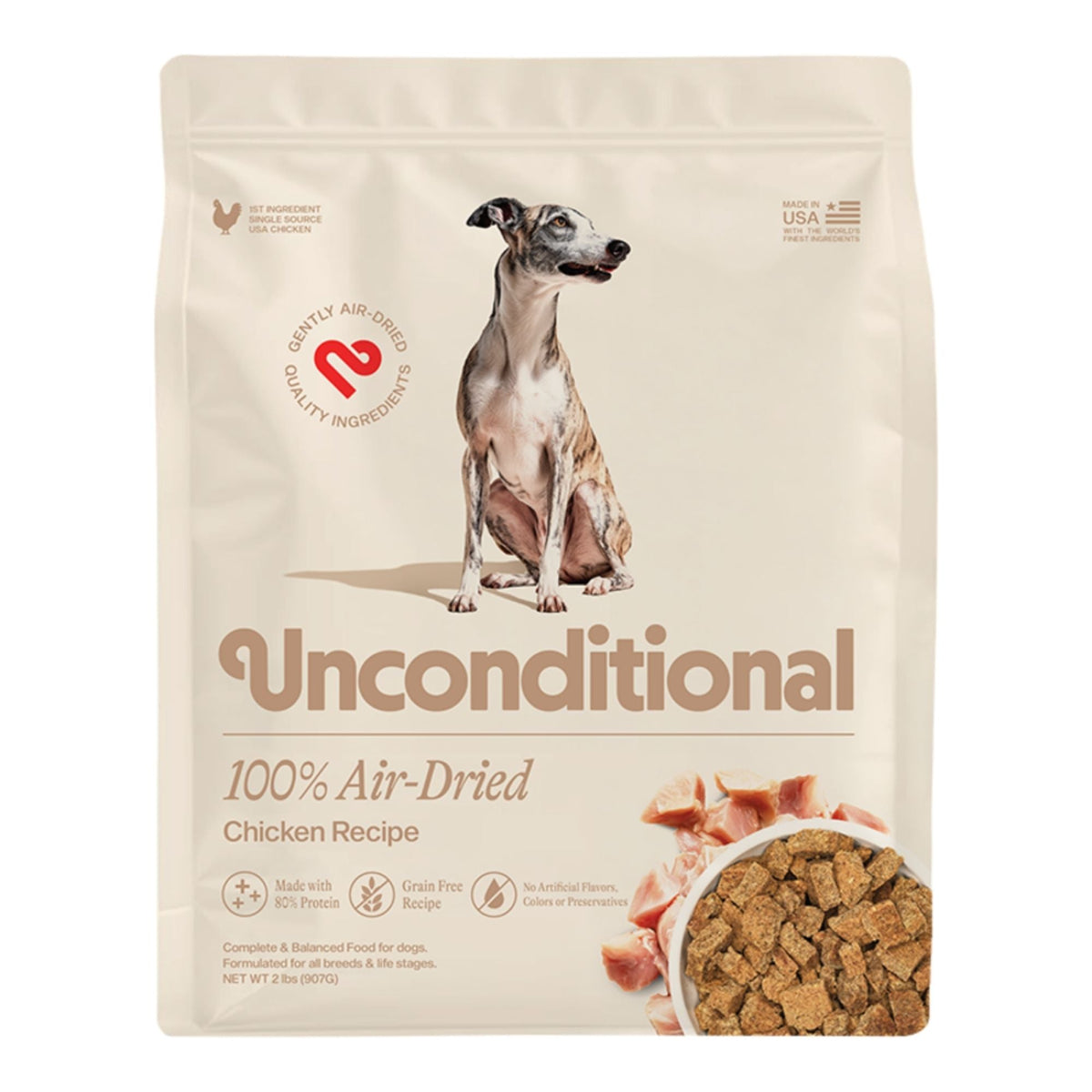Unconditional Dog 100% Air - Dried Grain Free Chicken 2lbs.