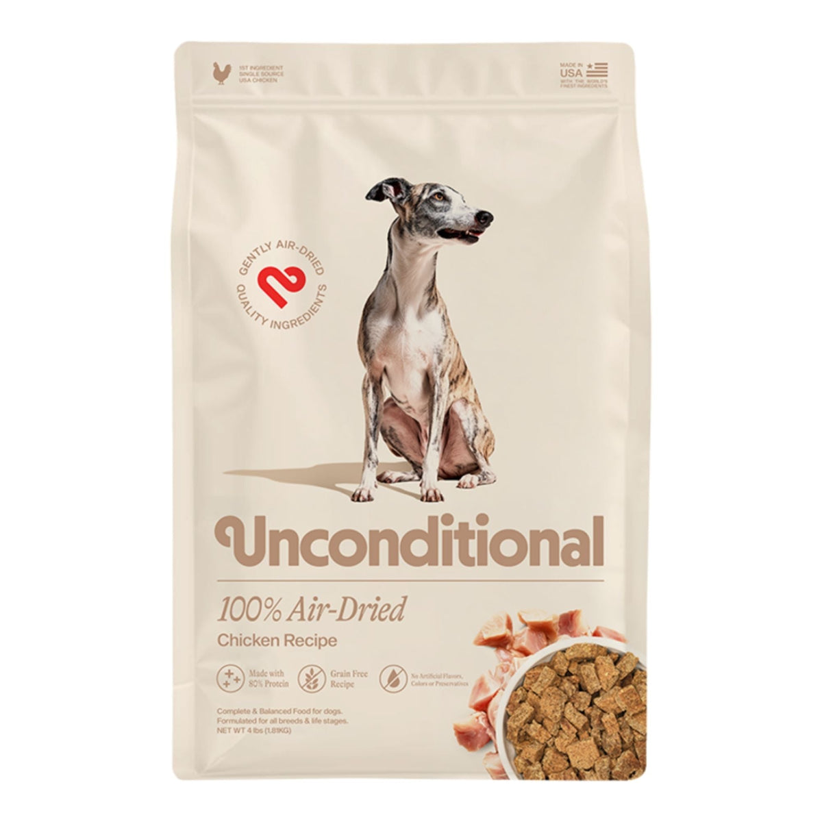 Unconditional Dog 100% Air - Dried Grain Free Chicken 4lbs.