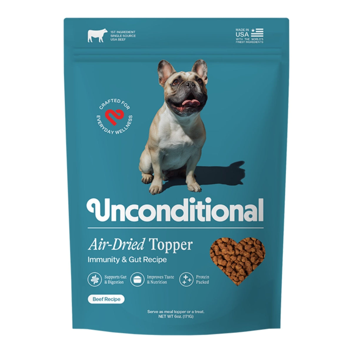 Unconditional Dog Air - Dried Topper Immunity & Gut Beef Recipe 6oz.
