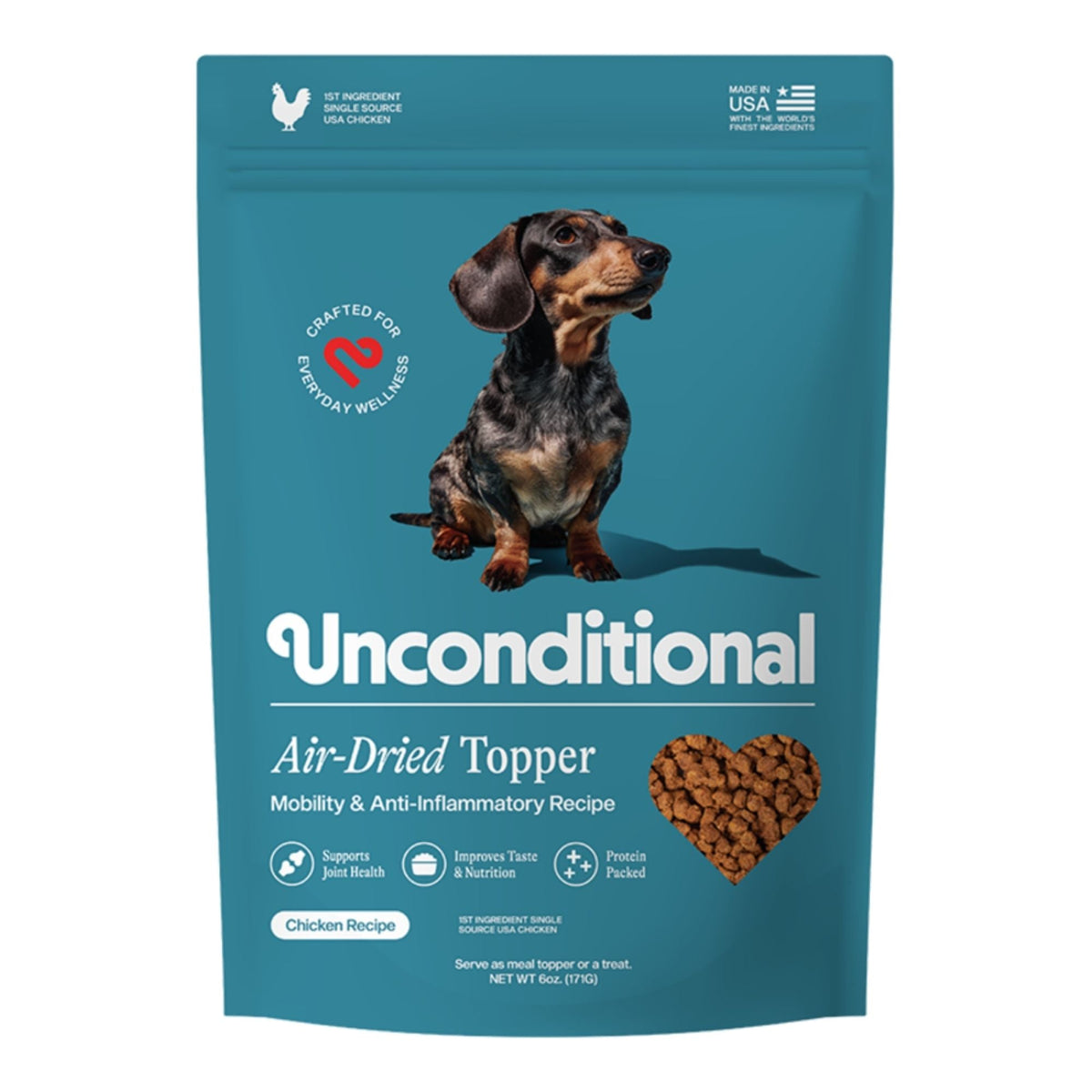 Unconditional Dog Air - Dried Topper Mobility & Anti - Inflammatory Chicken Recipe 6oz.