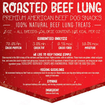 **Tickled Pet Dog 8oz. Usa Beef Lung Crisps