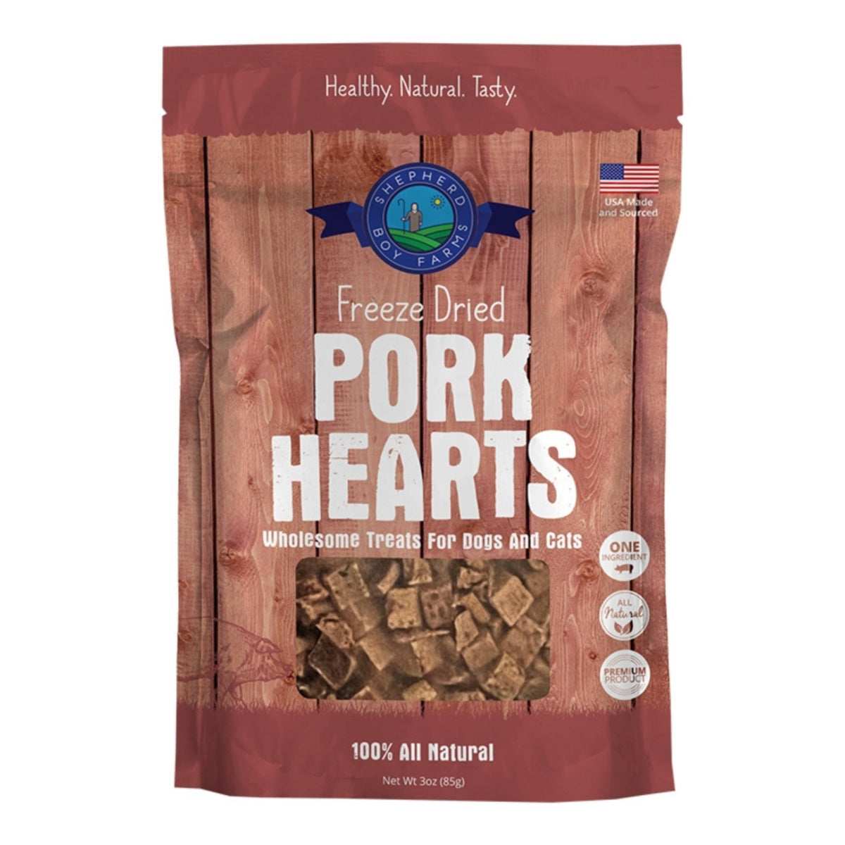 Shepherd Boy Farms Dog & Cat Freeze-Dried Pork Heart 3oz.