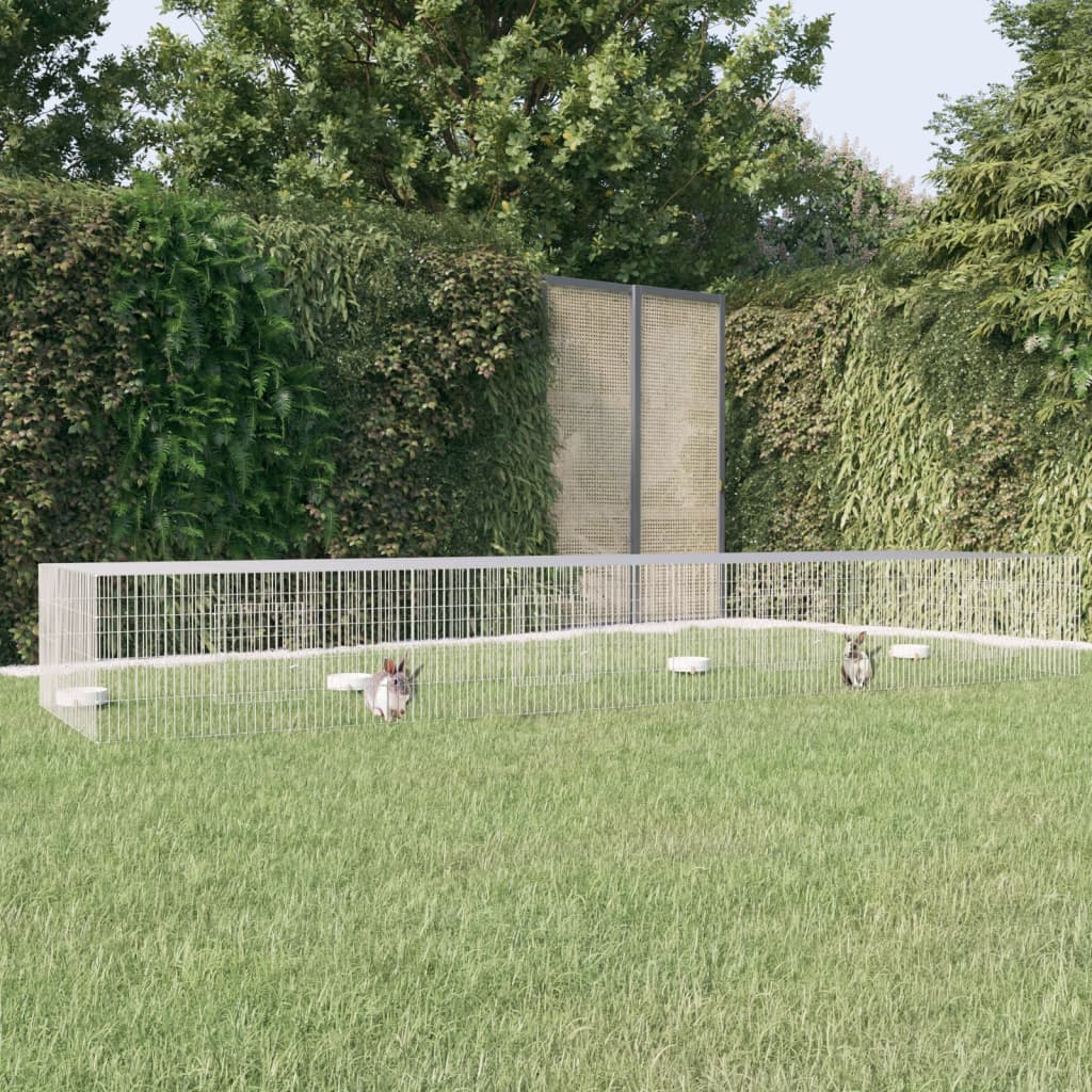 vidaXL Rabbit Cage Small Animal Run Hutch Playpen Enclosure Galvanized Iron
