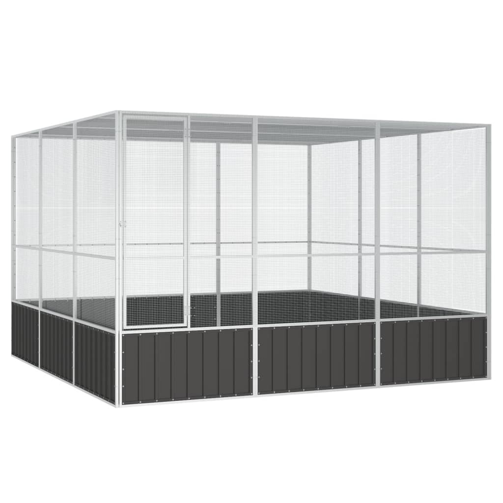 vidaXL Bird Cage Outdoor Bird Aviary Budgie Cage for Yard Galvanized Steel