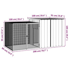 vidaXL Rabbit Cage Anthracite 78.7"x35.8"x39.4" Galvanized Steel