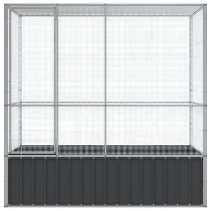 vidaXL Aviary Outdoor Bird House Parrot Cage Rabbit Duck Chicken Silver Steel