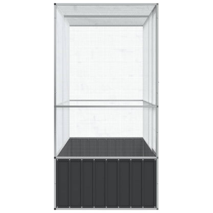 vidaXL Aviary Outdoor Bird House Parrot Cage Rabbit Duck Chicken Silver Steel