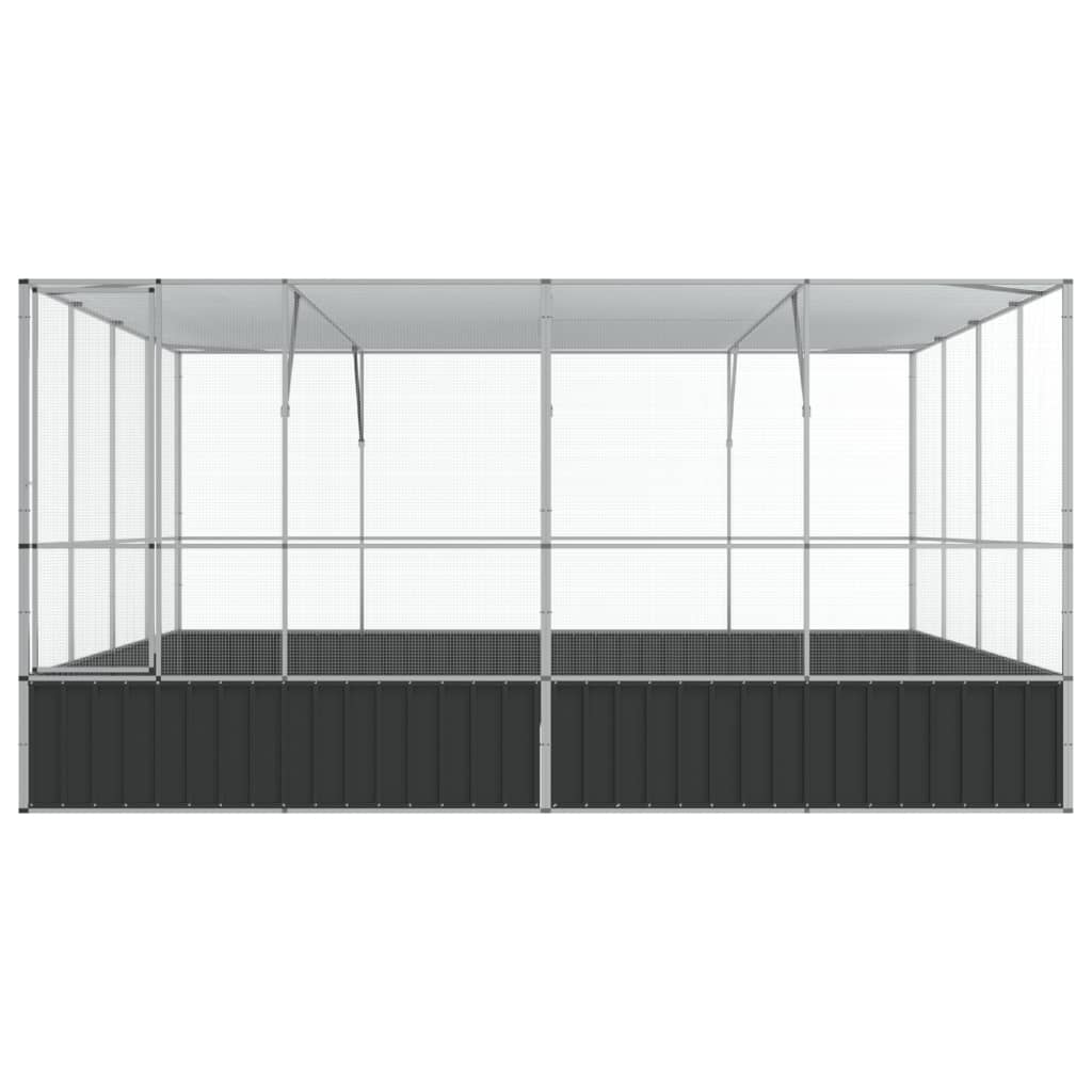 vidaXL Aviary Outdoor Bird House Parrot Cage Rabbit Duck Chicken Silver Steel