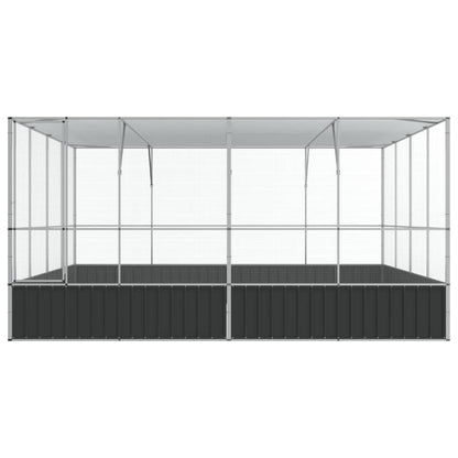 vidaXL Aviary Outdoor Bird House Parrot Cage Rabbit Duck Chicken Silver Steel