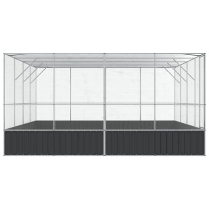 vidaXL Aviary Outdoor Bird House Parrot Cage Rabbit Duck Chicken Silver Steel