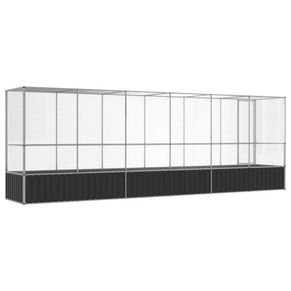 vidaXL Aviary Outdoor Bird House Parrot Cage Rabbit Duck Chicken Silver Steel