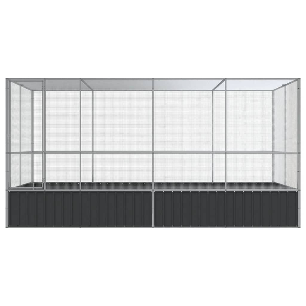 vidaXL Aviary Outdoor Bird House Parrot Cage Rabbit Duck Chicken Silver Steel