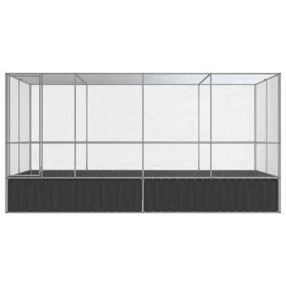 vidaXL Aviary Outdoor Bird House Parrot Cage Rabbit Duck Chicken Silver Steel