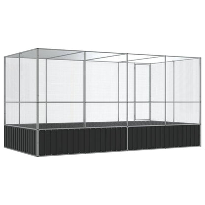 vidaXL Aviary Outdoor Bird House Parrot Cage Rabbit Duck Chicken Silver Steel