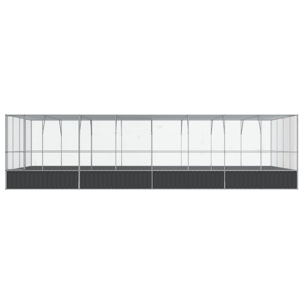 vidaXL Aviary Outdoor Bird House Parrot Cage Rabbit Duck Chicken Silver Steel