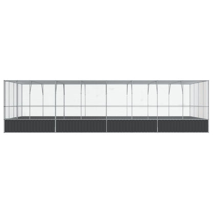vidaXL Aviary Outdoor Bird House Parrot Cage Rabbit Duck Chicken Silver Steel