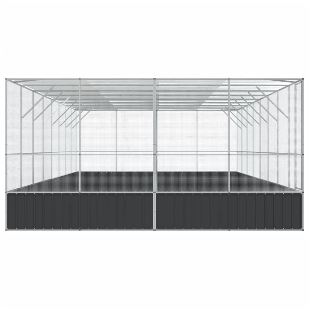 vidaXL Aviary Outdoor Bird House Parrot Cage Rabbit Duck Chicken Silver Steel