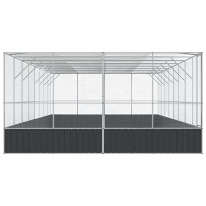 vidaXL Aviary Outdoor Bird House Parrot Cage Rabbit Duck Chicken Silver Steel