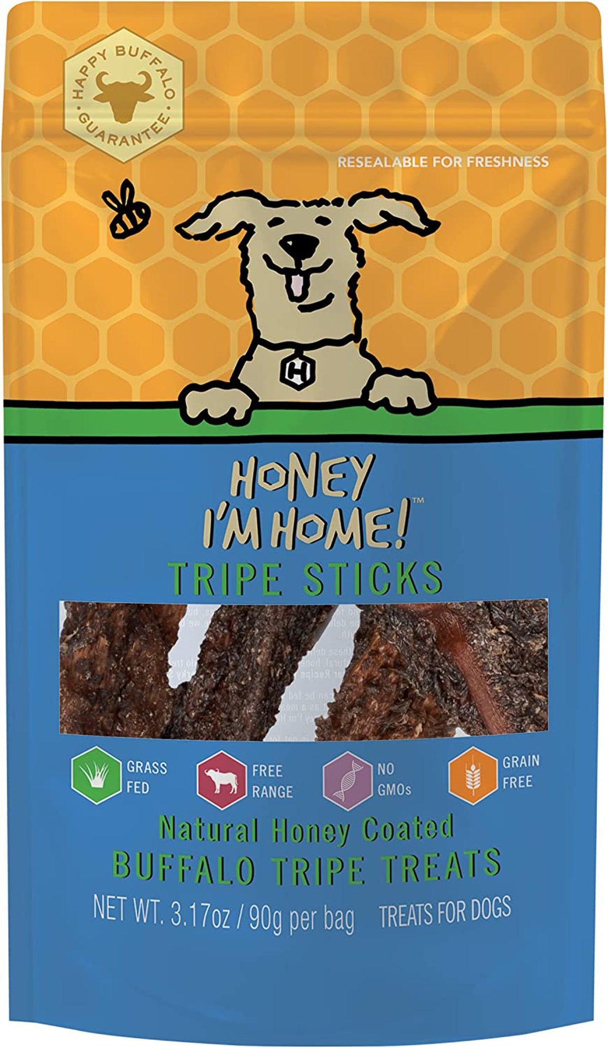 Honey I'm Home Dog Buffalo Tripe Streaks 3.17oz.