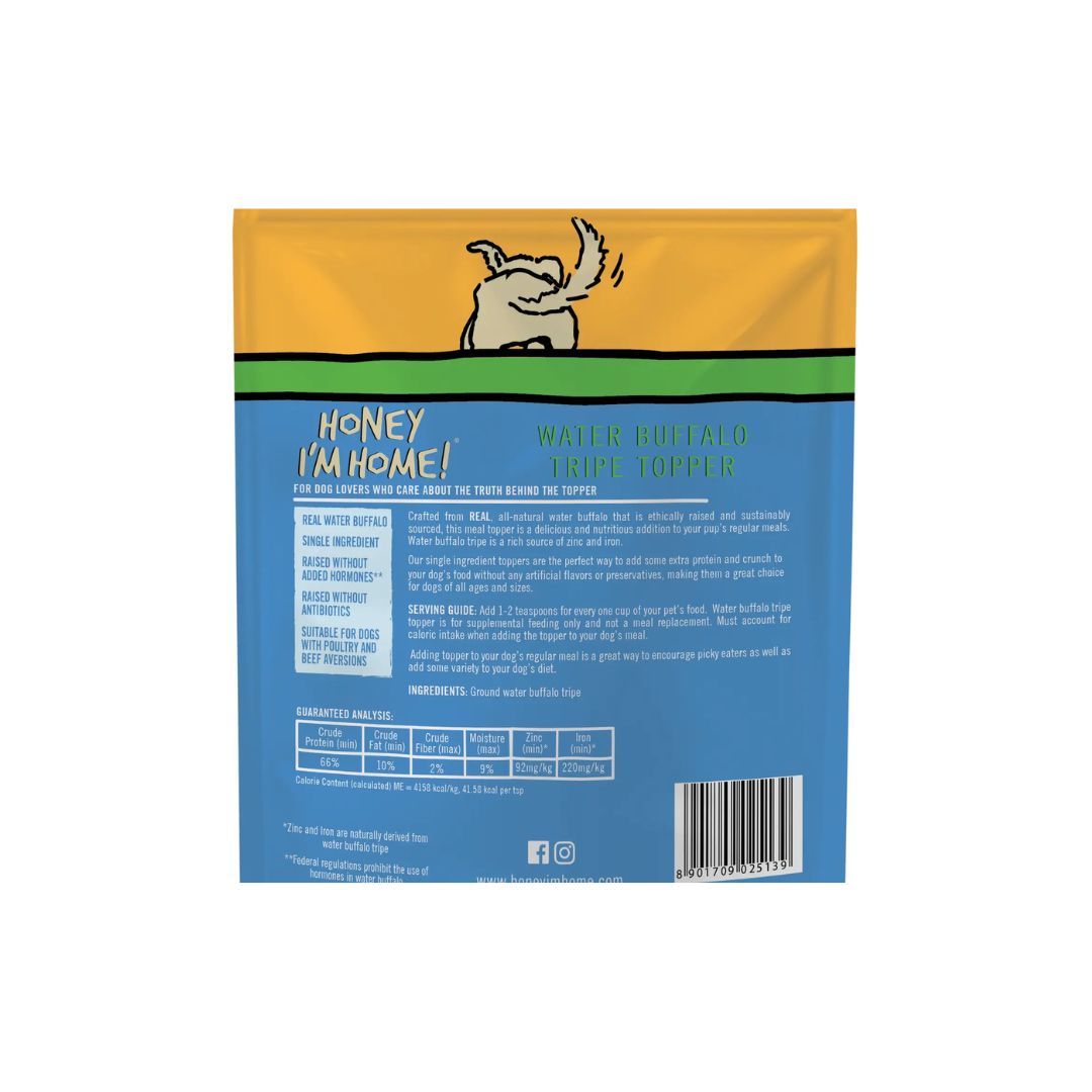 HONEY I'M HOME DOG NATURAL WATER BUFFALO TERRIFICALLY TRIPE FOOD TOPPER