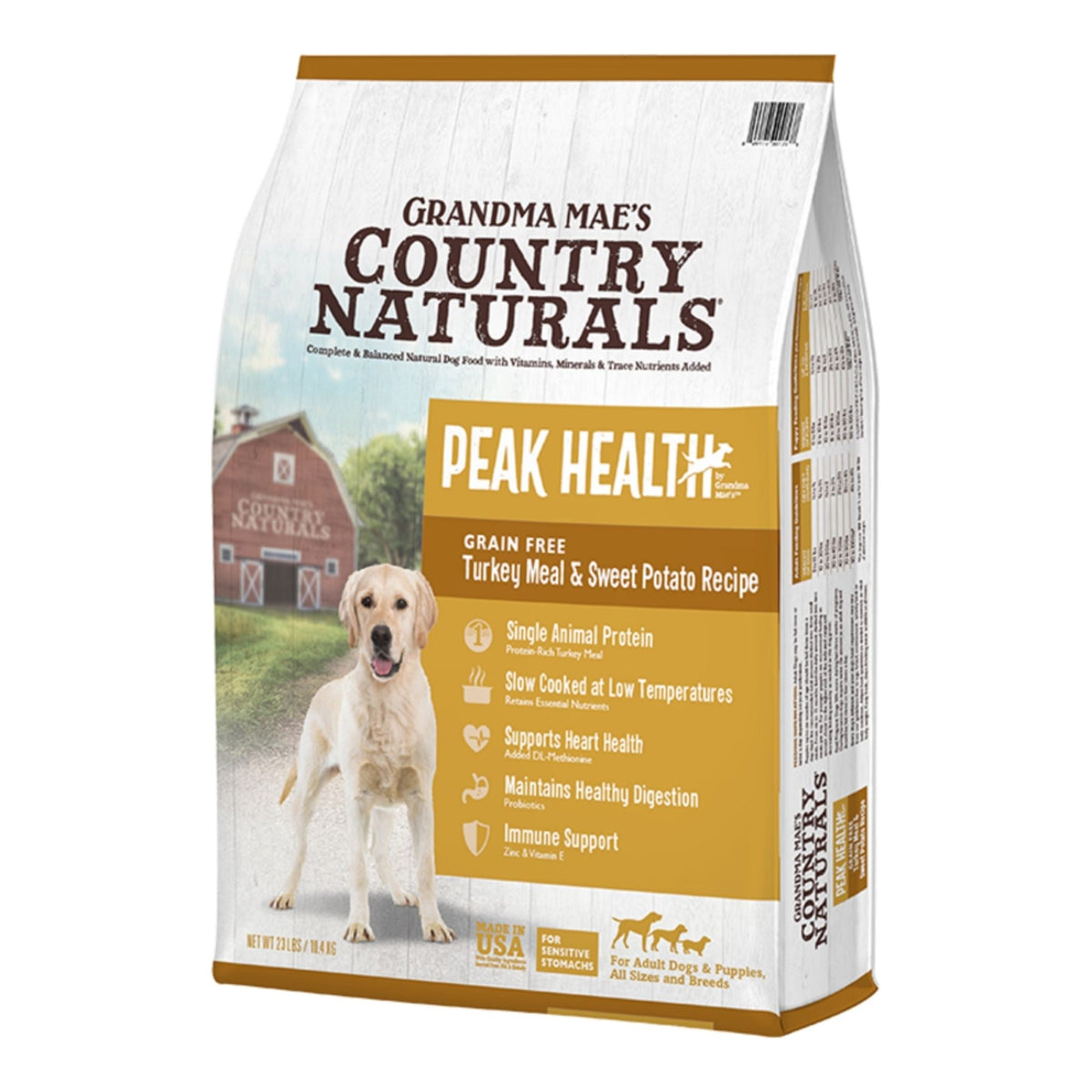 Grandma Mae's Country Naturals Dog Peak Health Grain Free Turkey Meal & Sweet Potato Recipe 23lbs.
