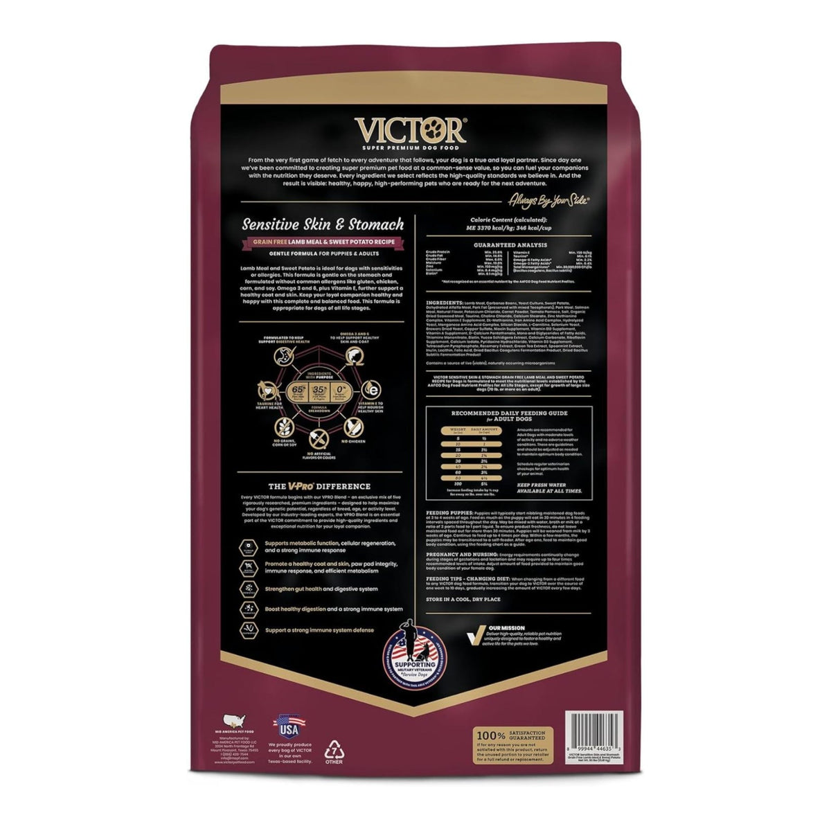 Victor Super Premium Dog Food Sensitive Skin & Stomach Grain Free Lamb & Sweet Potato, 1ea/15 lb