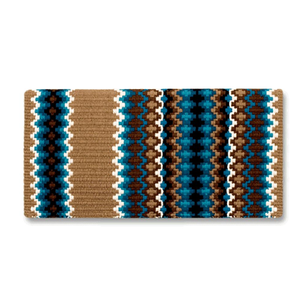 1458-1 Gemini 40x34 New Zealand Wool Saddle Blanket TAN TURQ BRN