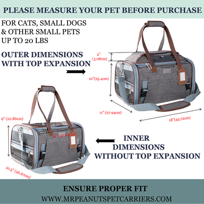 Mr. Peanut's Gold Series Standard Size Airline Compliant Expandable Pet Carrier V3.0