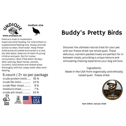 Whole Quail Chick for Carnivore Pets - Natural Prey Feeding - Quality Protein Source Medium Size Chicks 5 Count