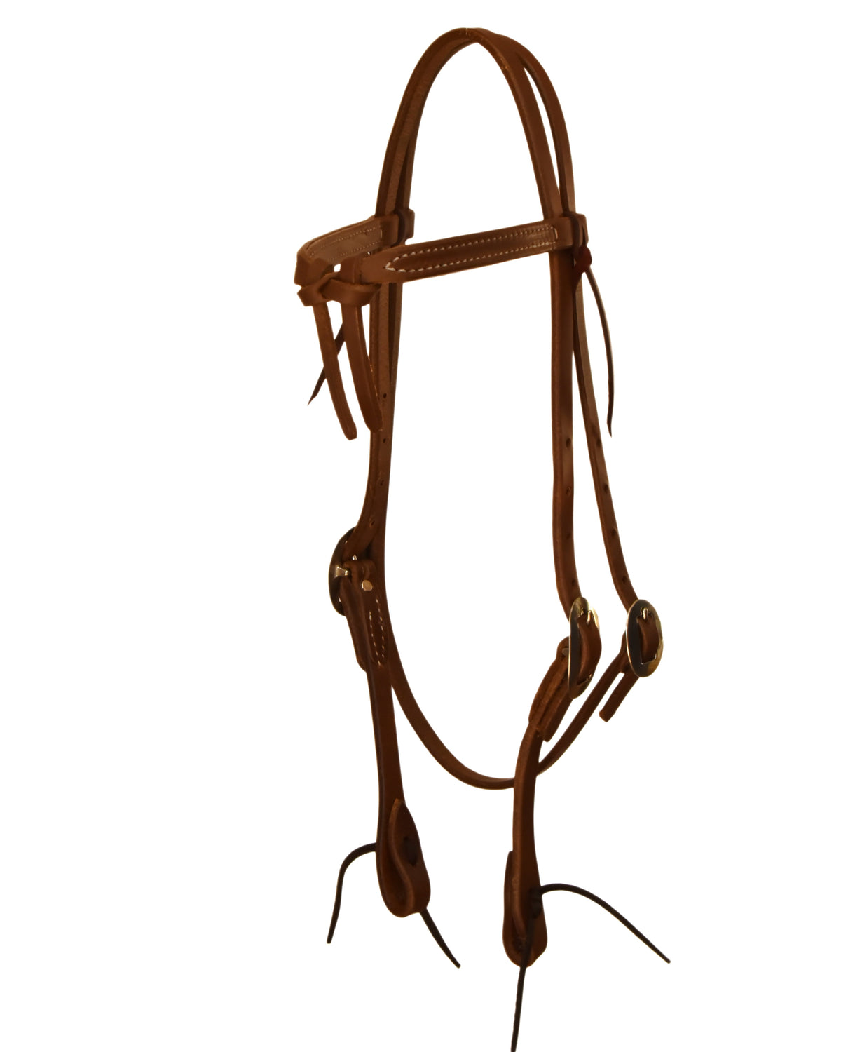 AJ Tack Oiled Harness Leather Knotted Browband Headstall