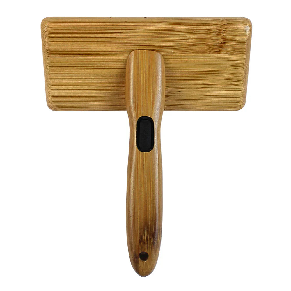 Bamboo Groom Soft Slicker Brush with Stainless Steel Pins & Comfort Tips- Large