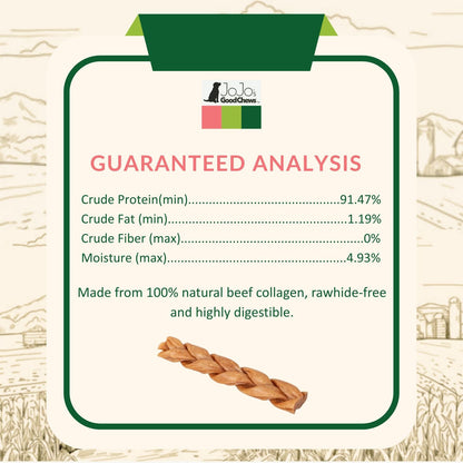 All-Natural Braided Collagen Stick Dog Treats, Supports Joint, Skin & Coat Health – 6-Inch Standard (4-Pack)