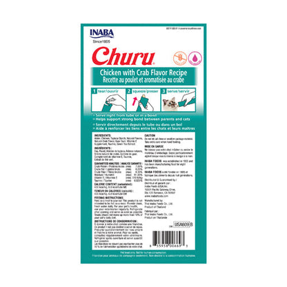 Inaba Churu Puree Chicken Crab Puree Cat Lickable Treats (0.5oz)