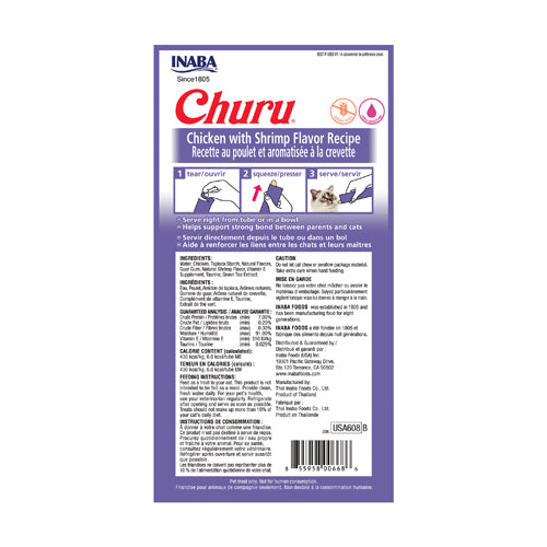 Inaba Churu Puree Chicken Shrimp Puree Cat Lickable Treats (0.5oz)