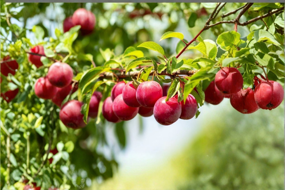 AU Rosa Plum Tree – 4-6 Ft Live Fruit Tree with Red Plums, Deciduous, Prunus salicina Hybrid for Garden & Backyard Orchard