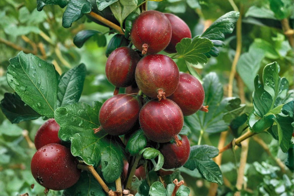 Hinnomaki Red Gooseberry Live Plant – Ribes uva-crispa, Fruiting Berry Bush for Edible Garden & Backyard Orchard